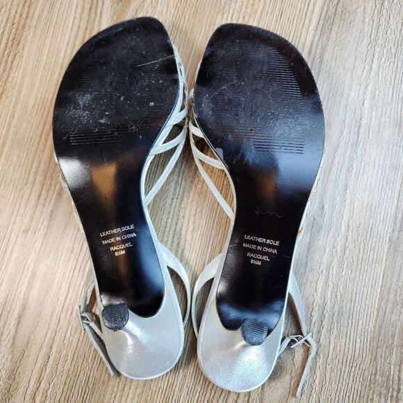 💜Karen Scott Silver Rhinestone Racquel Strappy Kitten Heels Size 8.5 - Picture 8 of 10